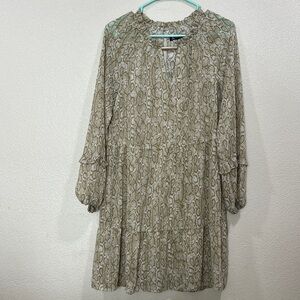 INC International Concepts Snake Print Long Sleeve Dress